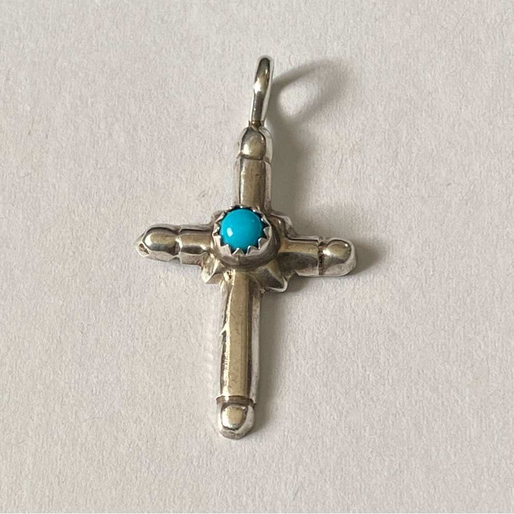Sterling Silver Turquoise Cross Pendant